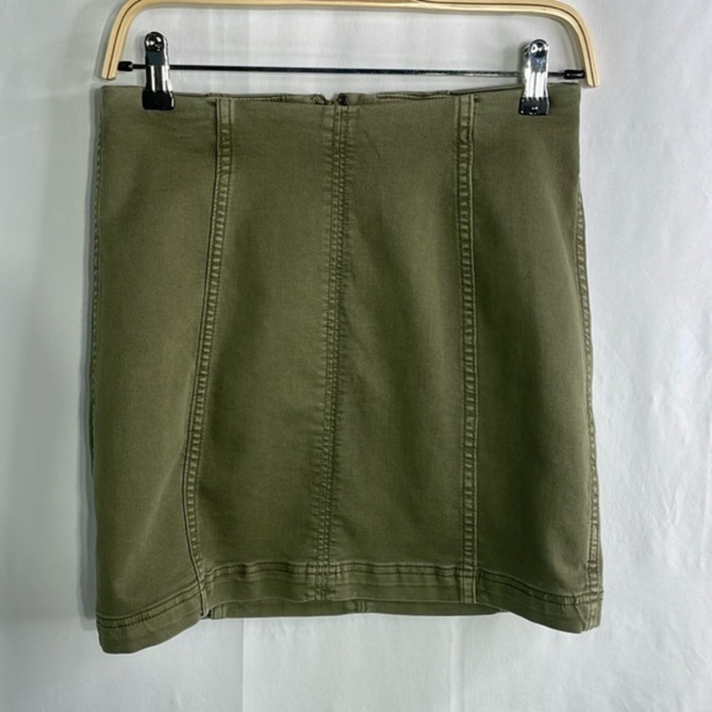 Free people olive green panel, back zip skirt